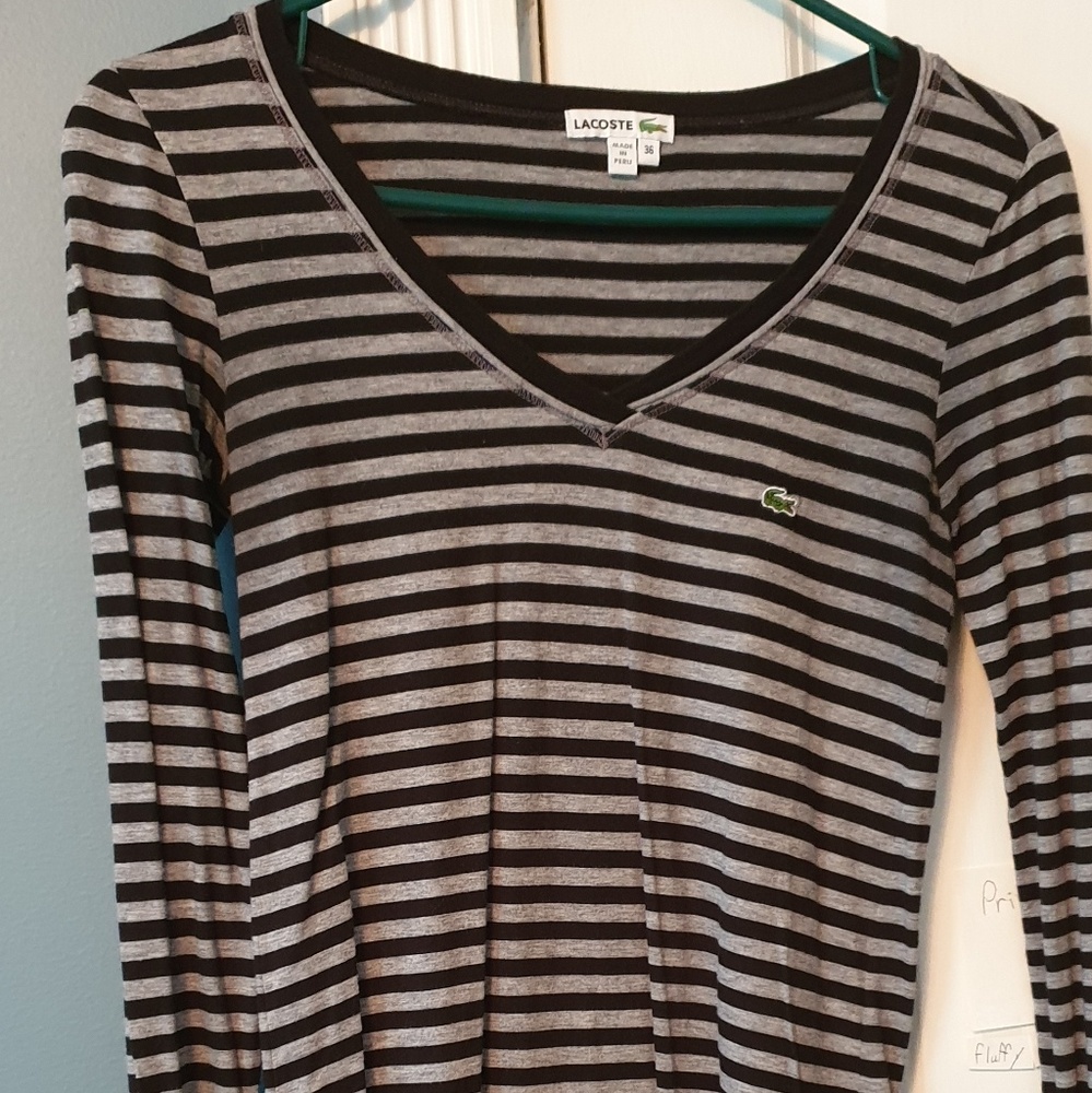 Women's Lacoste Pima Cotton Long Sleeve Shirt 36 S
